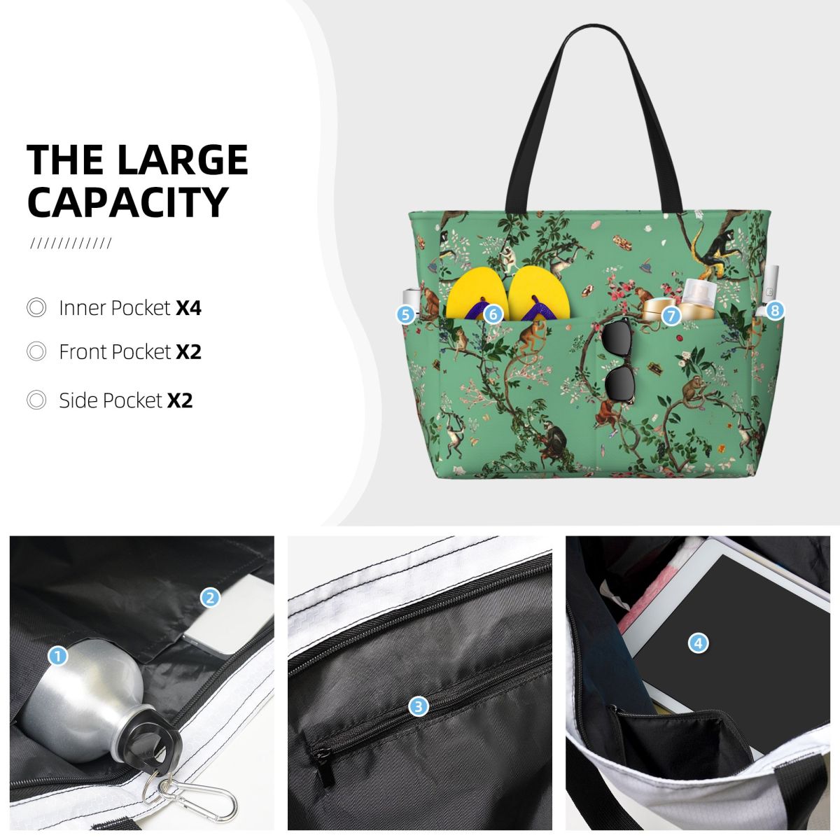 Monkey World Green Beach Tote  - Yoga Fitness World review and price