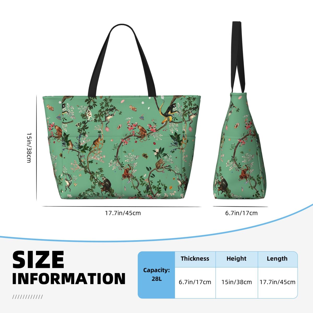 Monkey World Green Beach Tote  - Yoga Fitness World review and price