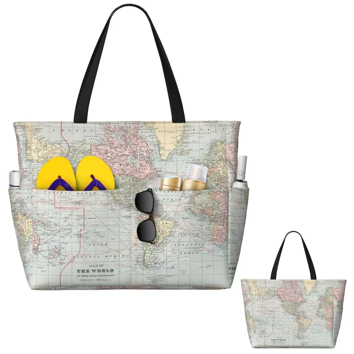 Vintage World Map 1901 Beach T - Yoga Fitness World review and price