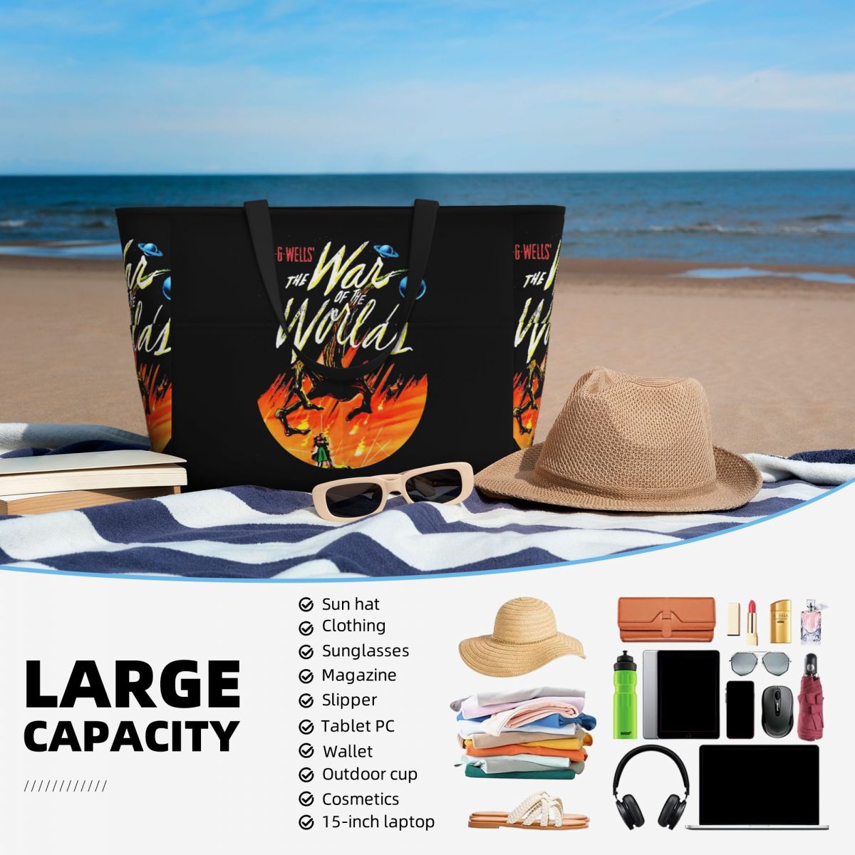 War Of The Worlds Beach Tote B - Yoga Fitness World review and price