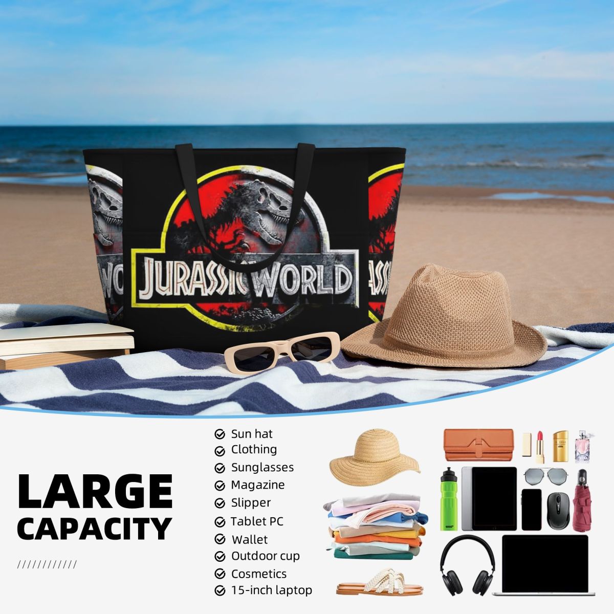 Jurassic World Beach Tote Bag  - Yoga Fitness World review and price